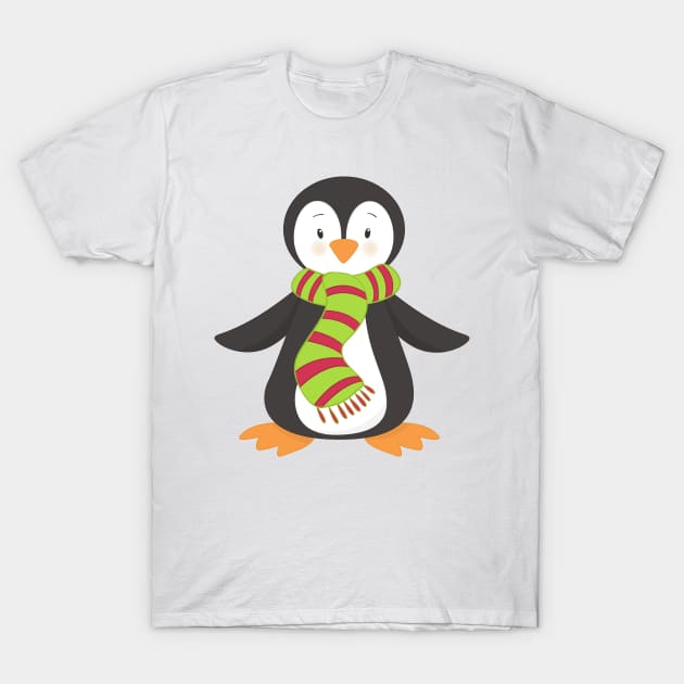 Cute Penguin, Little Penguin, Penguin With Scarf T-Shirt by Jelena Dunčević